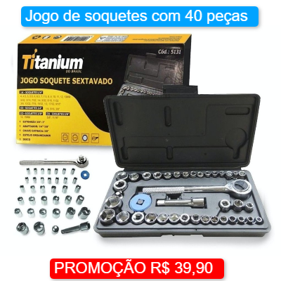 Jogo de soquetes com 40 peças - Titanium