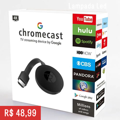 Original Chromecast G2 4K Ultra HD Para TV Streaming Alta Definição Google Miracast